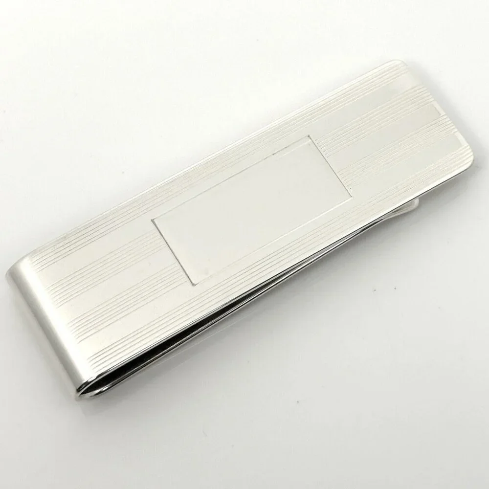 Tiffany & Co Machine Turned Pin Stripe Engravable ID Money Clip in Silver